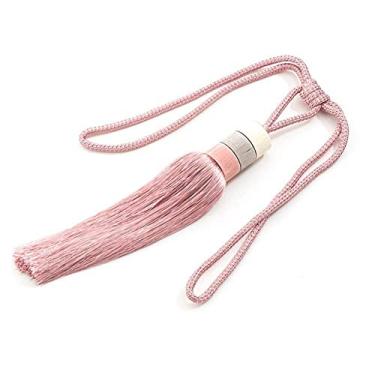 Imagem de Fivela de cortina sem bolinhas de poliéster antiderrapante borla suporte de cortina para sala de estar, rosa