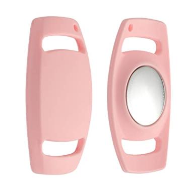 Imagem de Suporte de coleira para cães Airtag, capa de silicone antiperda acessórios para rastreamento GPS Air Tag, compatível com coleira de cães gatos e animais de estimação (pacote com 1, rosa)