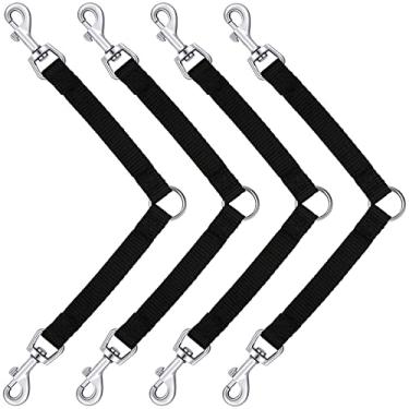 Imagem de 4 peças de acopladores de coleira para cães que não embaraçam coleira de clipe duplo preta para cães dois fechos guias duplas ajustáveis de 1,5 cm de largura Divisor de correia de nylon resistente para cães grandes suprimentos de caminhada para animais de estimação
