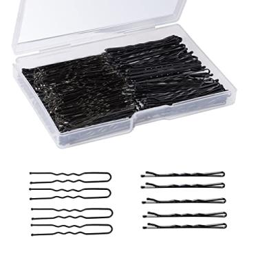 Imagem de Kit de grampos de cabelo com 200 peças, grampos e grampos de cabelo em forma de U para coque de cabelo para mulheres e meninas com caixa de armazenamento (preto, 5 cm)