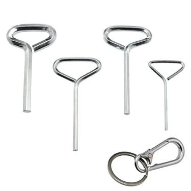 Imagem de JianLing 1 conjunto de chaves Allen, chave de porta com laço completo para dispositivos de saída de pânico de barra de pressão (em forma de T: 1 x 5/64 + 1 x 1/8 + 1 x 5/32 + 1 x 7/32, 1 x chaveiro)