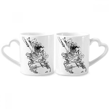 Imagem de Masterpiece Romance Three Kingdoms China Casal Porcelana Conjunto de canecas de cerâmica para amantes de coração