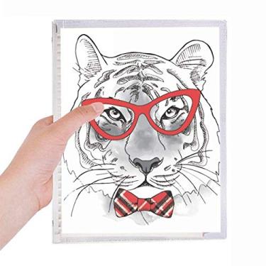 Imagem de Óculos Tigre Bonito Caderno de Folhas Soltas Recarregáveis Diário Papelaria