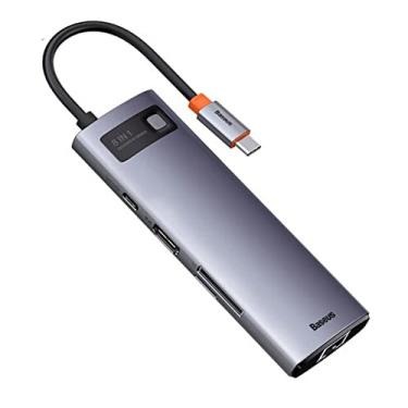 Imagem de Baseus Estação de ancoragem USB C, adaptador hub USB-C 8 em 1 com HDMI 4K, 3 USB 3.0, leitor de cartão microSD e SD, entrega de energia de 100 W para MacBook Pro, Surface Pro, iPad Pro e mais