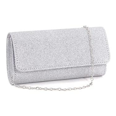 Imagem de Naimo Bolsa clutch pequena Flap Dazzling com corrente removível, A prata, One Size