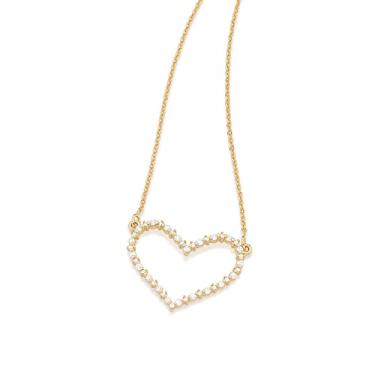 Imagem de Colar Rommanel Banhado Ouro Pingente De Coração Vazado Cravejado Por Zircônias 531977