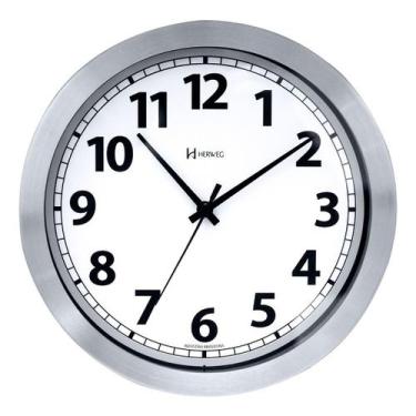 Imagem de Relógio De Parede Tic-Tac 25 Cm Aluminio Escovad Herweg 6710 - Vrferra