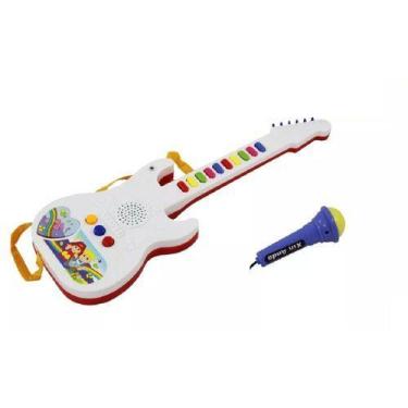 Imagem de Guitarra Infantil Microfone Emite Sons Musicas Deixa Cantar - King