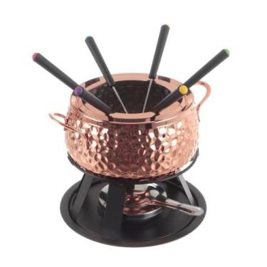 Imagem de Conjunto Fondue P/ Chocolate Queijo Rose Gold 11 Peças Panela Fundi -