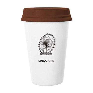 Imagem de Caneca de cerâmica Singapura Roda gigante Art Deco presente moderna caneca café bebendo vidro cerâmica copo tampa