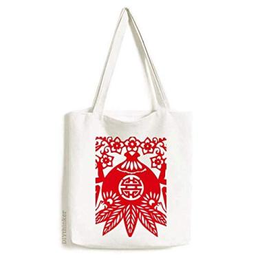 Imagem de China zodíaco chinês macaco pêssego flores sacola sacola sacola de compras bolsa casual bolsa de mão