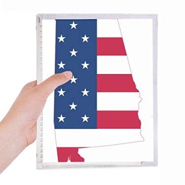 Imagem de Caderno de folhas soltas com mapa dos Estados Unidos e estrelas em forma de bandeira, diário recarregável