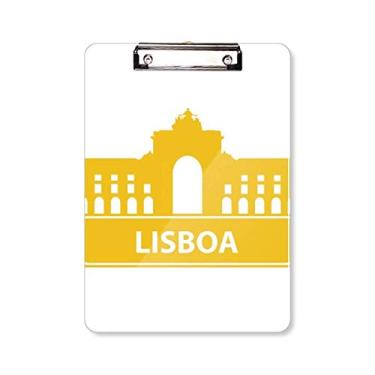 Imagem de Lisboa Portugal placa de prancheta com ponto de referência amarelo A4