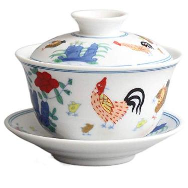 Imagem de Jingdezhen xícara de chá de 120 ml Galo chinês GaiWan chaleira de cerâmica arcástico conjunto de torres