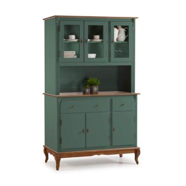 Imagem de Cristaleira Arca e Oratório 6 Portas 2 Gavetas com Pés Luis Xv 60632 Linz Móveis - Verde Musgo/Imbuia