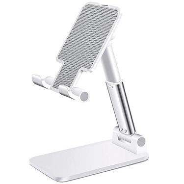 Imagem de Suporte de Mesa Tripé para Celular Ajustável Articulado Smartphone Escritorio Portátil Selfie Lives Tablet Moderno Universal (Branco)