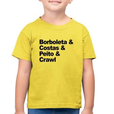 Imagem de Camiseta Algodão Infantil Borboleta & Costas & Peito & Crawl - Foca Na