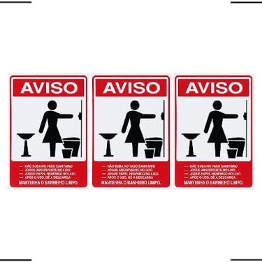 Imagem de Combo 3 Placas De Sinalização Aviso Mantenha O Banheiro Limpo Feminino 15x20 Acesso - S-231 F9e