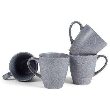 Imagem de Conjunto de 4 canecas de louça modernas e chiques de cerâmica lisas, cinza carvão