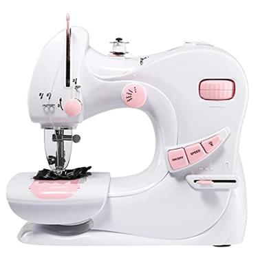 Imagem de Mini máquina de costura costura portátil costura costura costura sem fio roupas tecidos conjunto de ponto elétrico assistente fácil de usar