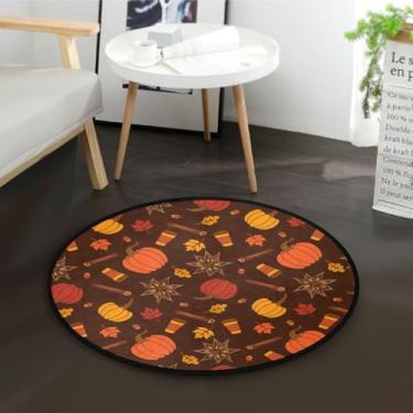 Imagem de Abóboras laranja tapetes de área redondo lavável tapete de ioga para decoração de casa tapete circular macio para decoração de quarto