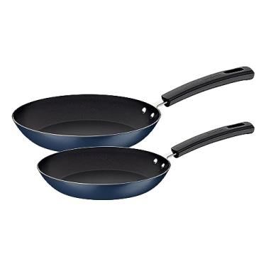 Imagem de Jogo de Frigideiras Tramontina Sicília em Alumínio com Revestimento Interno e Externo em Antiaderente Starflon Excellent Azul 02 Peças