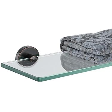 Imagem de JQK Prateleira de vidro de banheiro bronze polido a óleo, armazenamento de chuveiro de vidro temperado 60 x 12,7 cm, suporte de parede ORB de aço inoxidável 304, TGS101L24-ORB