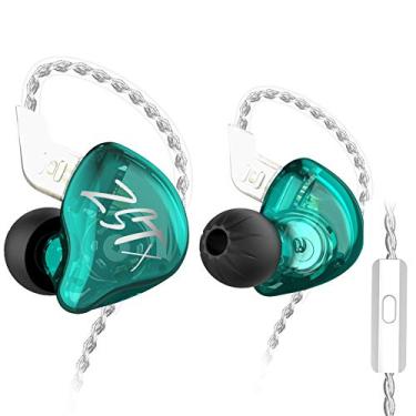 Imagem de Kinboofi Fone de ouvido intra-auricular KZ ZSTX, fone de ouvido HiFi 1BA 1DD com driver híbrido, som de alta fidelidade, fone de ouvido IEM com cabo destacável (com microfone, ciano)