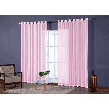 Imagem de Cortina Para Sala Em Tecido Voal Liso Rose 3,00X2,50