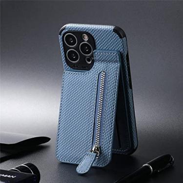 Imagem de Capa de telefone de couro carteira de cartões com zíper para iPhone 14 Plus 13 12 Mini 11 Pro Max X XS XR 8 7 6 6S SE 2020 Bolsa Porta-Cartão Capa, Azul, Para iPhone SE 2020