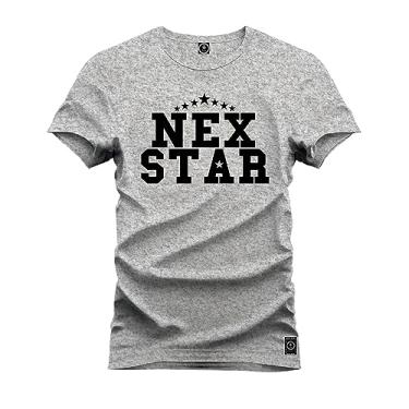 Imagem de Camiseta Plus Size Casual 100% Algodão Estampada Nex Star Cinza G4