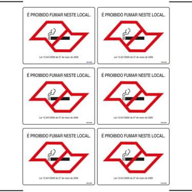 Imagem de Combo 6 Placas De Sinalização É Proibido Fumar Neste Local 25X20 Ekomunike - P-5/2 F9e