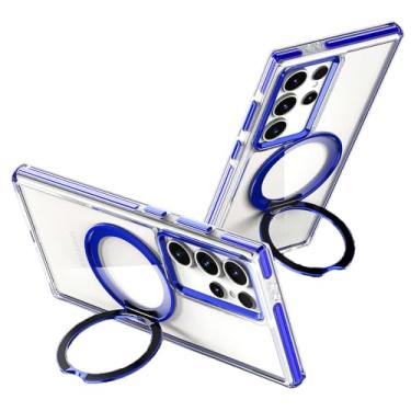 Imagem de Lunivop Capa para Samsung Galaxy S24 Ultra [compatível com carregamento sem fio Magsafe] Capa magnética com suporte transparente para S 24 Ultra 6,8 '' 5G 2024 Rugged Best Phone Cases (azul)