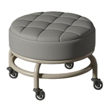 Imagem de Banco giratório de scoot com almofada, banquinho curto com rodas para garagem, jardinagem, casa, festa diária, salão de manicure, spa, pedicure, esporte fitness (cor: C-2, tamanho: 34 * 34 * 29 cm) (C