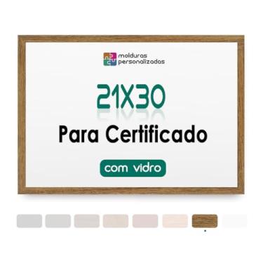 Imagem de Moldura Quadro A4 21x30 com Vidro para Imagem Foto Certificado Diploma (Cru, 1,5 cm)
