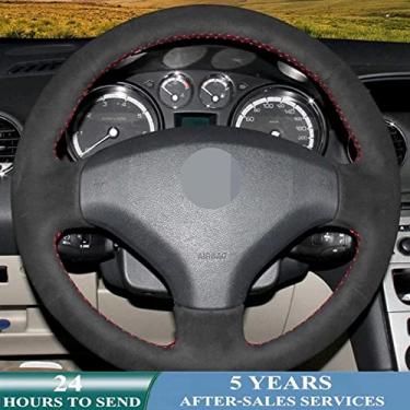 Imagem de JEZOE Capa de volante de carro personalizada costurada à mão em couro, para Peugeot 308 2007 2008 2009 2010 2011 2012-2013 408 2012-2014