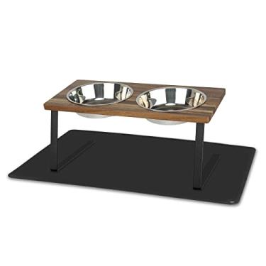 Imagem de Aivituvin Tigelas elevadas para cães, pratos de alimentação elevados inclinados a 15° para cães pequenos, conjunto de alimentador de água de madeira de nogueira para gatos e filhotes, suporte de