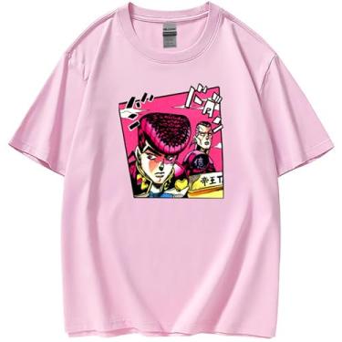Imagem de Camiseta JoJo Bizarre Adventure Unissex Manga Curta 100% Algodão Killer Queen Cosplay Plus Size 5GG Anime Merch, Rosa-josuke, GG