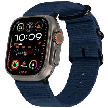 Imagem de Carterjett Pulseira de substituição extra grande compatível com Apple Watch masculina de 45 mm, 44 mm, 42 mm, GG, de nylon, tecido longo, para iWatch séries 7, 6, 5, 4, 3, 2, 1 Nike Sport (45, 44, 42 2GG, azul marinho)