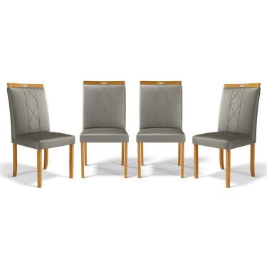 Imagem de Kit Com 4 Cadeiras Ana Madeira Maciça Estofadas Para Mesa De Jantar Veludo Chumbo 109