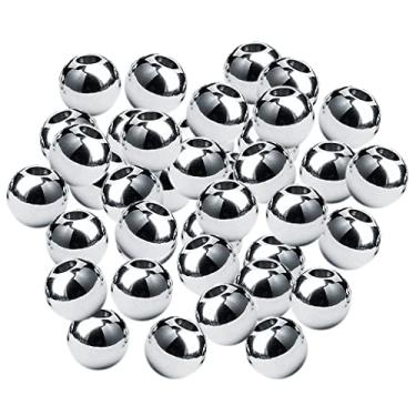 Imagem de 50 peças de contas espaçadoras de furo grande de aço inoxidável prata para fazer joias DIY, contas redondas de 8 mm, ótimas para colares, pulseiras e brincos - - 3 mm