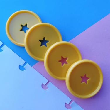 Imagem de Kit 12 Discos G 32mm de Caderno Infinito Sistema Inteligente Amor Infinito Cadernos - Estrela (Amarelo Metalizado)