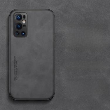 Imagem de Para Oneplus 8 9 7 Pro Capa Textura de couro Suporte magnético para carro Capa de telefone para OnePlus 9RT 7T 8T Nord 9 Pro RT Capa traseira, cinza escuro, para Oneplus 9 Pro