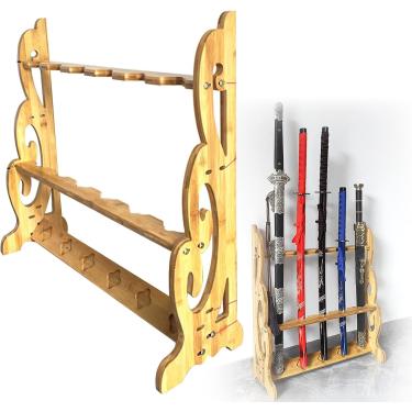 Imagem de Racks para armas de exibição de chão - Suporte vertical para Katana | Rack de exibição de espada samurai de 1 a 9 camadas Wakizashi Tanto Sword Hanger Display de suporte de espada, vara de p