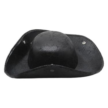 Imagem de Vaveren Chapéu de pirata de Halloween PU couro decoração chapéu de pirata tricorn para foto adereço feriados