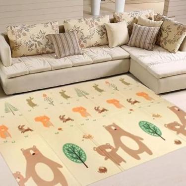 Imagem de Lojas Q2 Tapete Infantil Dobrável Dupla Face 200 x 150cm Branco Urso