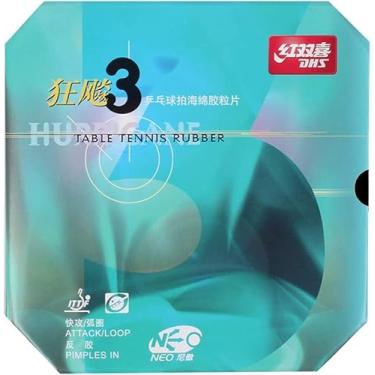 Imagem de Ppbigu Double Happiness NEO Hurricane 3 tênis de mesa borracha/borracha pingue-pongue, com película adesiva de manga borbulhante livre, 2,1 mm (40, preto)