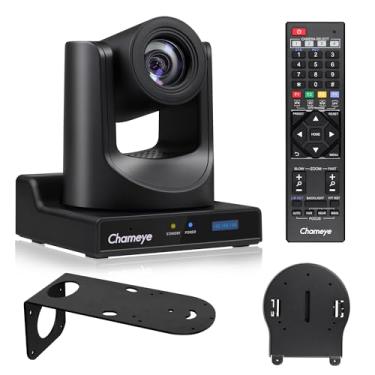 Imagem de Chameye Câmera PTZ 20x Zoom Óptico AI Auto Tracking com Display LCD, HDMI 3G-SDI IP 1080P 60fps PoE Transmissão ao Vivo para Eventos Educativos de Adoração da Igreja, Preto