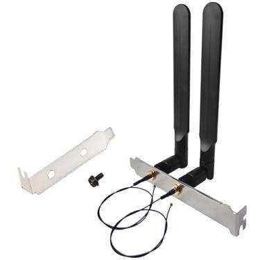 Imagem de Antena WiFi 6E Tri-Band 6GHz 5GHz 2,4GHz RP-SMA macho + cabo de extensão fêmea U.FL MHF4 para RP SMA de 10 polegadas + suporte de capa de slot traseiro de computador