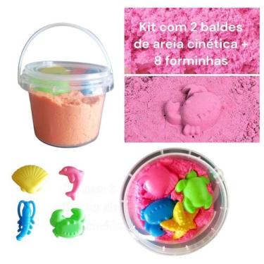 Imagem de Kit 2 Balde De Areia Magica Cinética + Pçs Brincar Interativa Sensoria